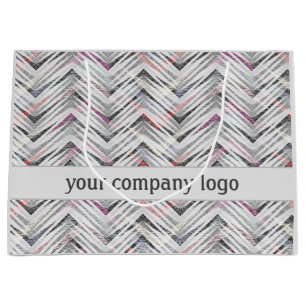 Zigzag, geometric, gray, lilac, pink, black, strip large gift bag
