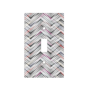Zigzag, geometric, gray, lilac, pink, black, strip light switch cover