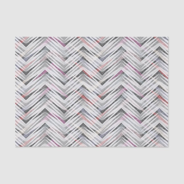 Zigzag, geometric, gray, lilac, pink, black, strip tissue paper (Front)