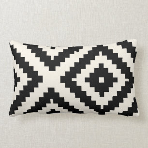 Zigzag Geometric Pattern Black and Cream Lumbar Pillow
