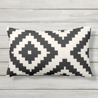 Zigzag Geometric Pattern Black and Cream Lumbar Pillow