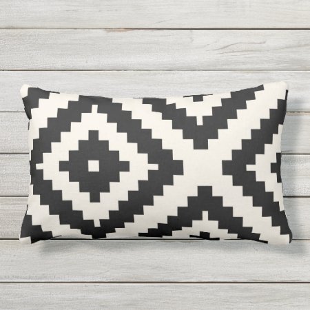 Zigzag Geometric Pattern Black And Cream Lumbar Pillow