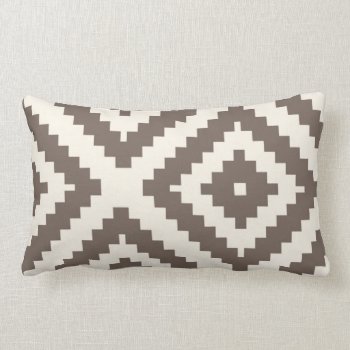 Zigzag Geometric Pattern Taupe Brown Lumbar Pillow by AnyTownArt at Zazzle