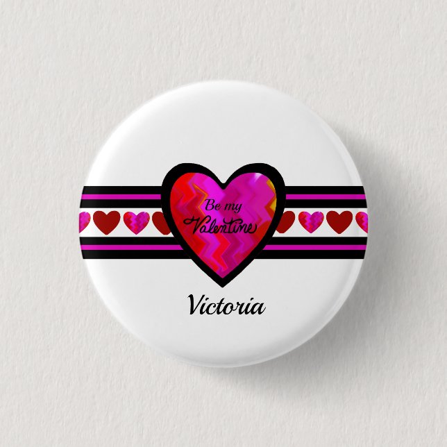 ZigZag Heart  Lined Design Texted Button (Front)