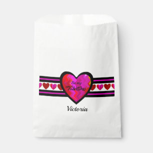 ZigZag Heart Lined Design Texted Favor Bag