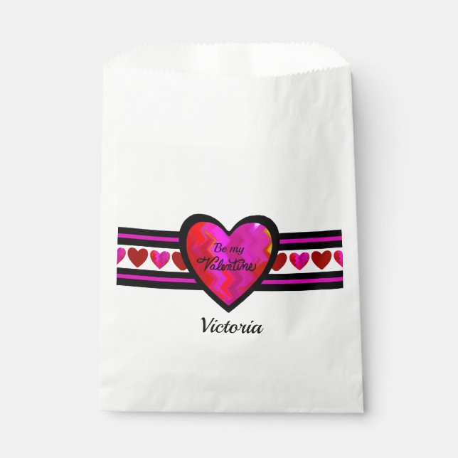 ZigZag Heart  Lined Design Texted Favor Bag (Front)