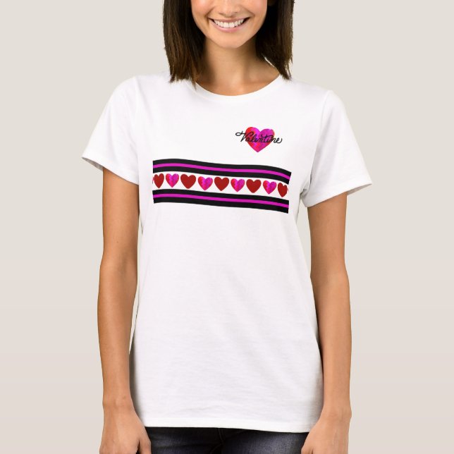 ZigZag Heart  Lined Design Texted T-Shirt (Front)