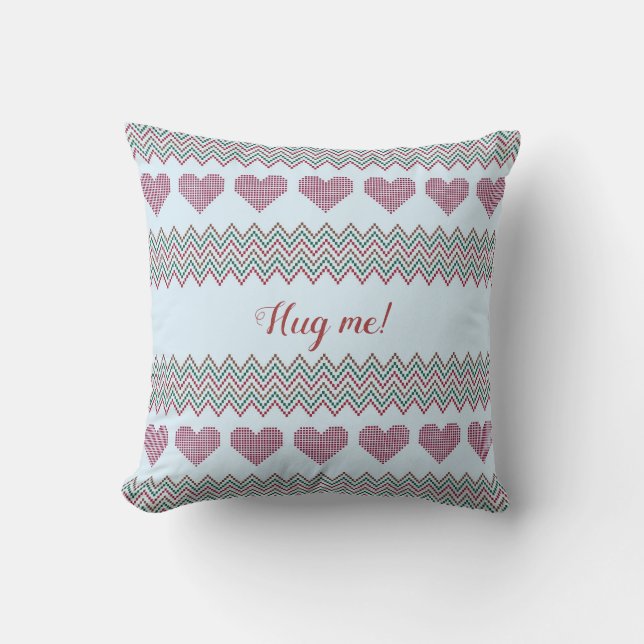 Zigzag Hearts Throw Pillow (Front)