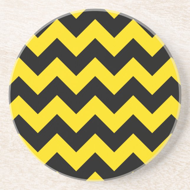 Zigzag I - Black and Golden Yellow Coaster (Front)