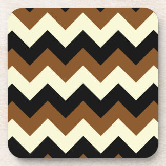 Zigzag I - Black, Yellow and Brown Drink Coaster