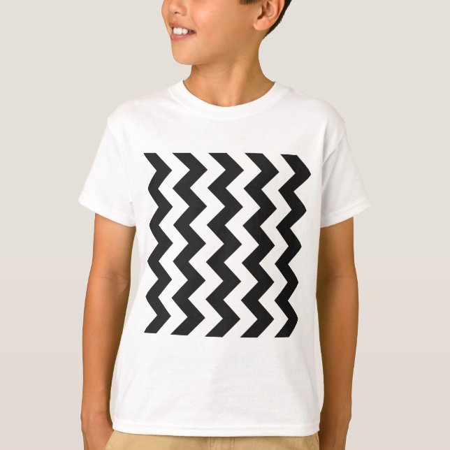 Zigzag I - White and Dark Gray T-Shirt (Front)