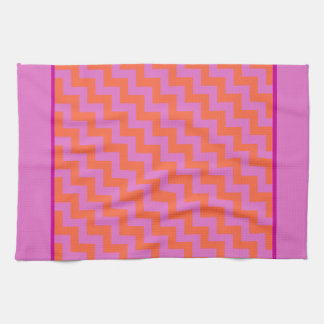 Zigzag Kitchen Towel, Magenta and Orange Chevrons Kitchen Towel