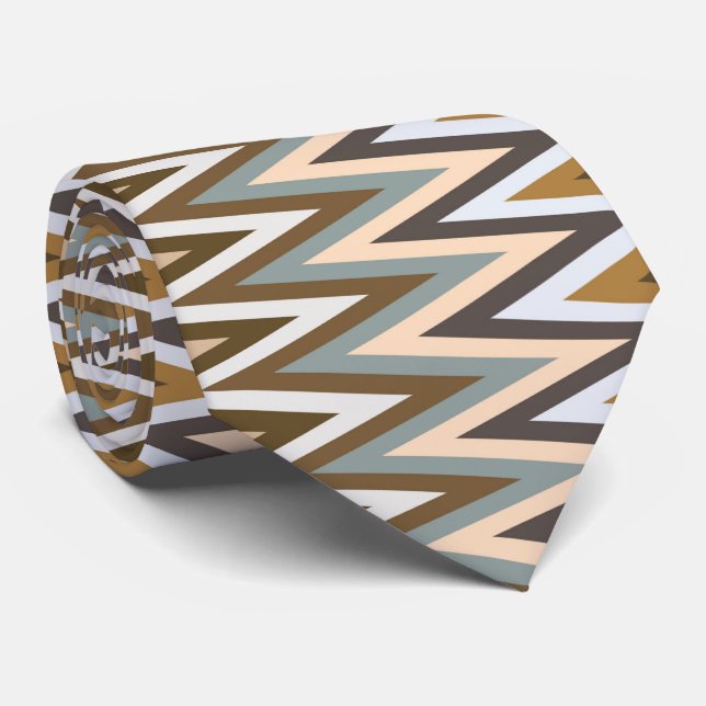 Zigzag Multicolor Pattern Neck Tie (Rolled)
