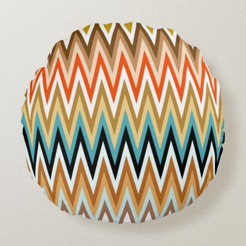 Zigzag Multicolor Pattern  Round Pillow