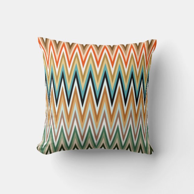Zigzag Multicolor Pattern Throw Pillow (Front)