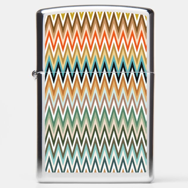 Zigzag Multicolor Pattern Zippo Lighter (Front)