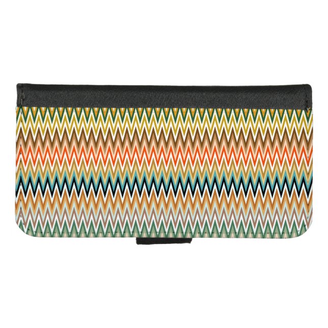 Zigzag Multicolored Pattern iPhone Wallet Case (Front (Horizontal))