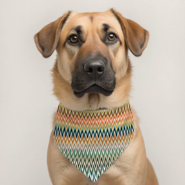 Zigzag Multicolored Pattern Pet Bandana Collar (Dog 2)