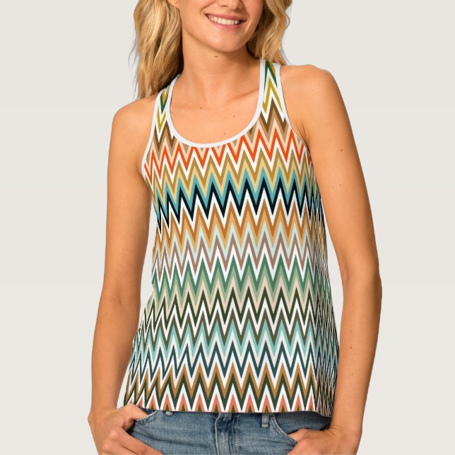 Zigzag Multicolored Pattern Tank Top (Front)