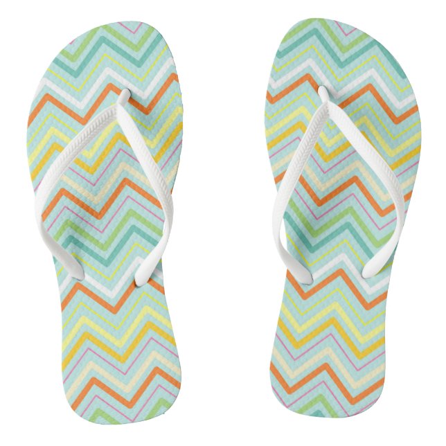 Zigzag MultiColors Blue Flip Flops (Footbed)