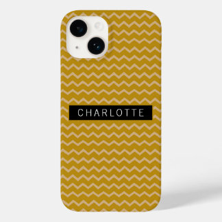 Zigzag Mustard Gold Pattern Personalized Case-Mate iPhone 14 Case