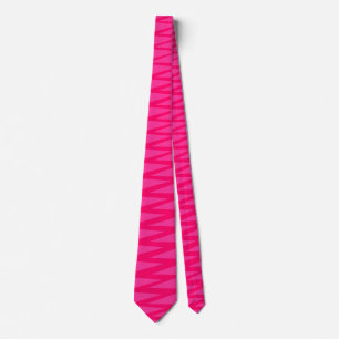 Zigzag - Neon Red on Pink FF3399 Neck Tie