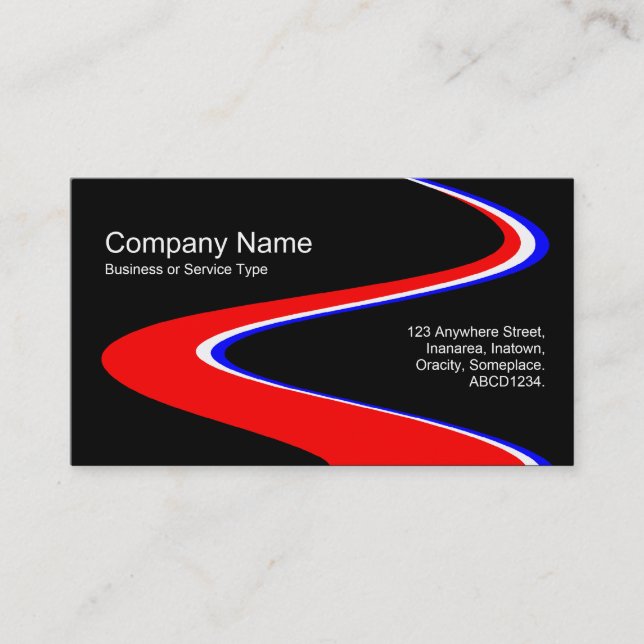 ZigZag Path - Red, White and Blue - On Black Business Card (Front)