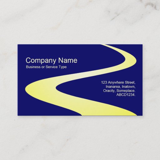 Customizable ZigZag Path - Shades of Yellow on Dark Blue Business Card
