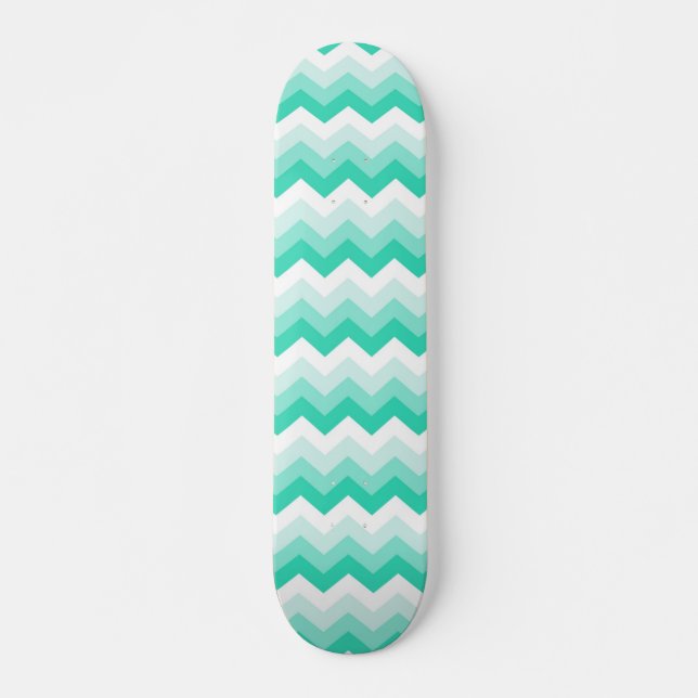 Zigzag patroon (Turquoise, groen) Skateboard Deck (Front)