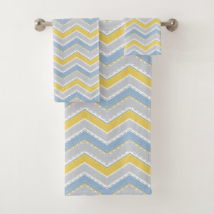 Zigzag pattern bath towel set