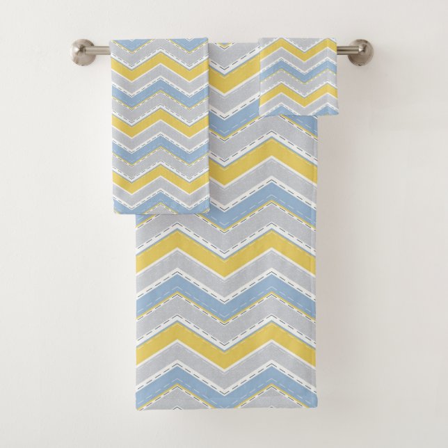 Zigzag pattern bath towel set (Insitu)