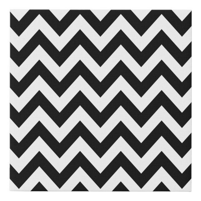 Zigzag Pattern Black And White Chevron Faux Canvas Print (Front)