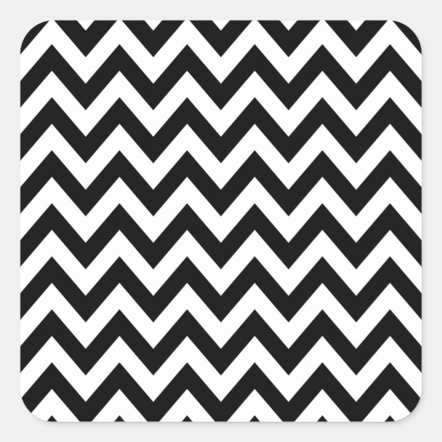 Zigzag Pattern Black And White Chevron Square Sticker (Front)