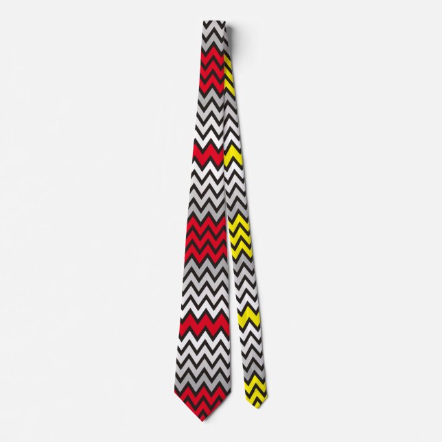 ZIGZAG pattern - black white gray + your idea Tie (Front)