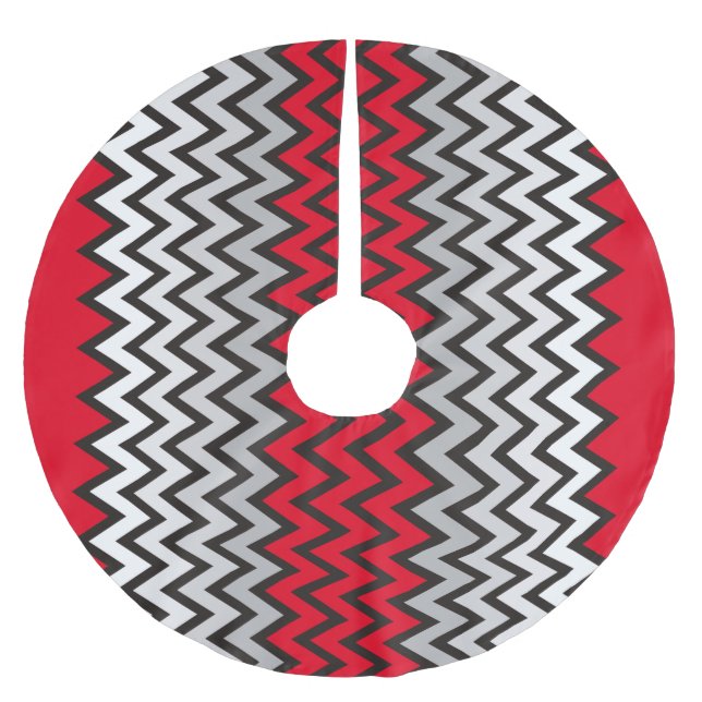 ZIGZAG pattern - black white grey + your idea Brushed Polyester Tree Skirt (Front)