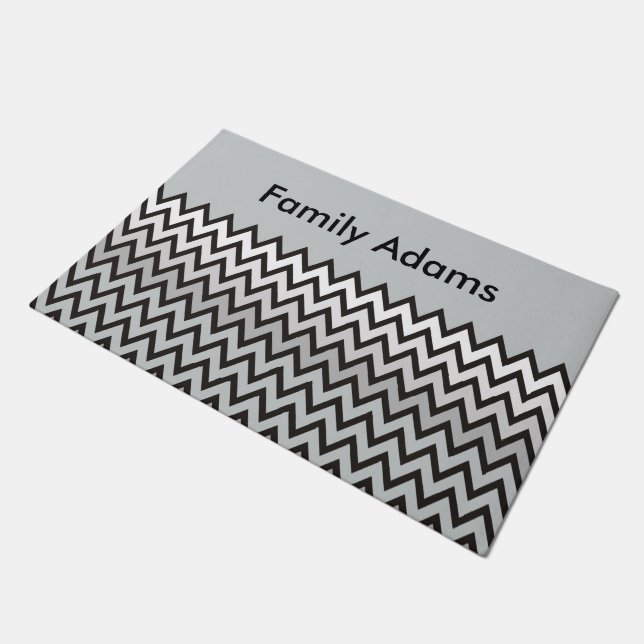 ZIGZAG pattern - black white grey + your idea Doormat (Angled)