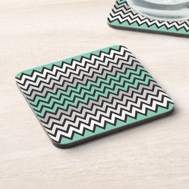 ZIGZAG pattern - black white grey + your idea Drink Coaster (Left Side)