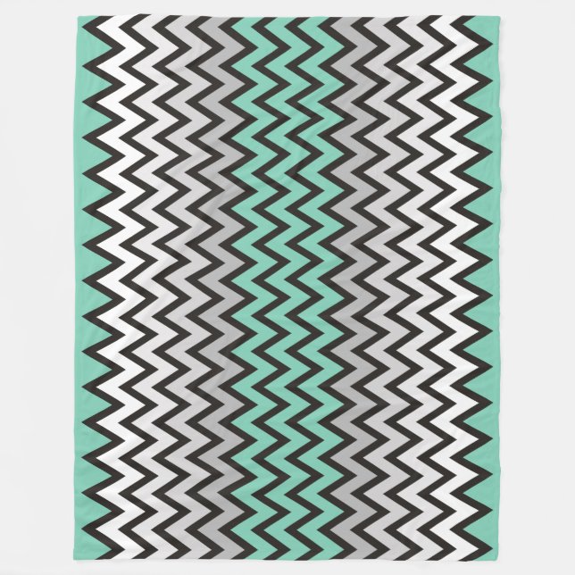 ZIGZAG pattern - black white grey + your idea Fleece Blanket (Front)