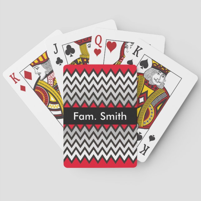 ZIGZAG pattern - black white grey + your idea Poker Cards (Back)