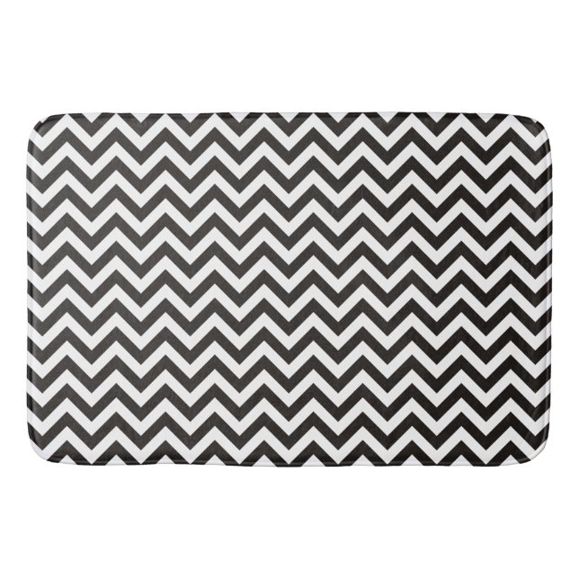 ZIGZAG pattern - black + your background & ideas Bath Mat (Front)