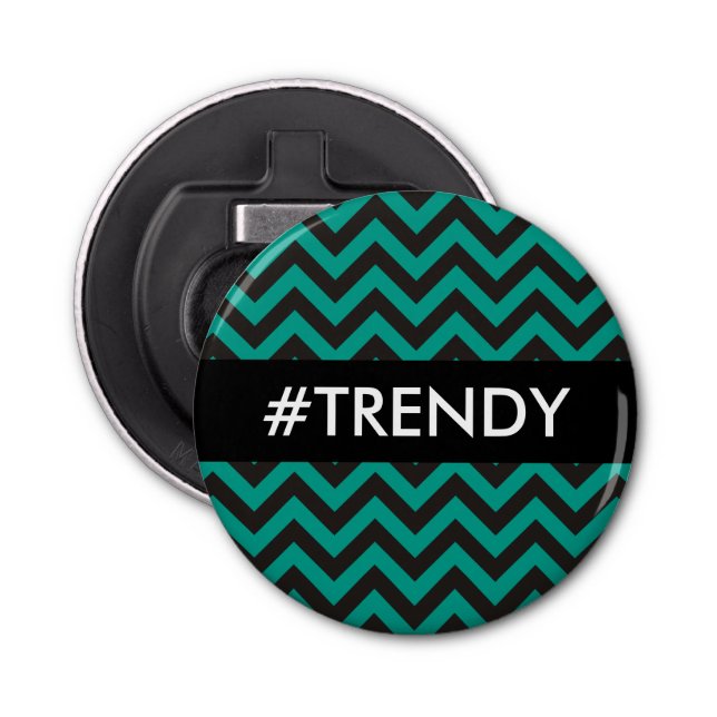 ZIGZAG pattern - black + your background & text Bottle Opener (Front)