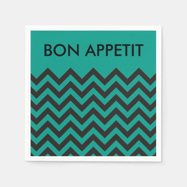 ZIGZAG pattern - black + your background & text Paper Napkins (Front)