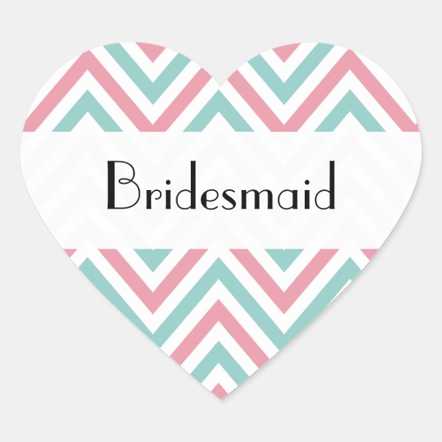 Zigzag Pattern, Chevron, Blue, Pink, Wedding Heart Sticker (Front)