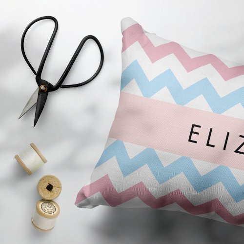 Zigzag Pattern Chevron Blue Pink Your Name Pet Bed