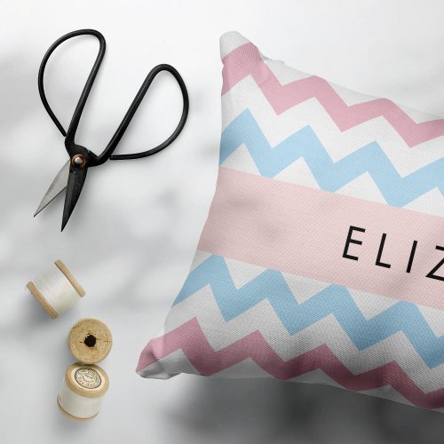 Zigzag Pattern Chevron Blue Pink Your Name Pillow Case