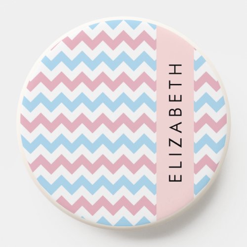 Zigzag Pattern Chevron Blue Pink Your Name PopSocket