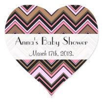 Zigzag Pattern, Chevron Pattern, Baby Shower Heart Sticker