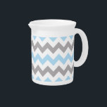 Zigzag Pattern, Chevron Pattern, Blue, Gray Beverage Pitcher<br><div class="desc">Elegant,  stylish and sophisticated zigzag (chevron) pattern in blue,  gray and white color. Modern and trendy gift,  perfect for the zigzag lover in your life.</div>