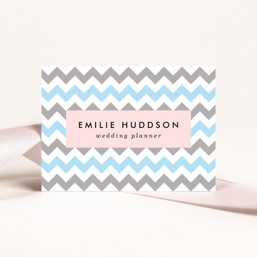 Zigzag Pattern Chevron Pattern Blue Gray Business Card