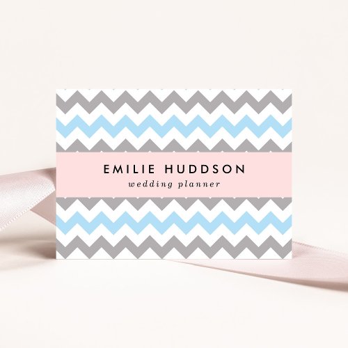 Zigzag Pattern Chevron Pattern Blue Gray Business Card